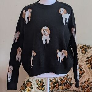 THML Black Sweater with Dog Pattern
